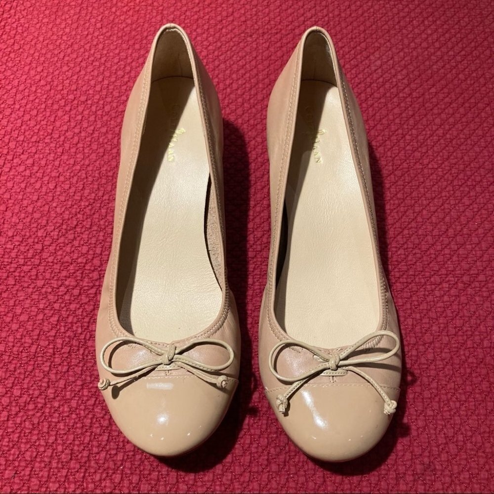 COLE HAAN NIKEAIR Sz 9.5 Patent Leather Mix Bow Wedges Tali  Style